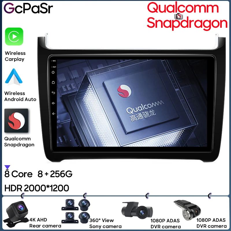 Qualcomm Snapdragon Carplay Для Volkswagen POLO 5 2008-2020 Навигация GPS Беспроводная Android Авто Стерео HDR Радио 5G Wifi Изображение 0