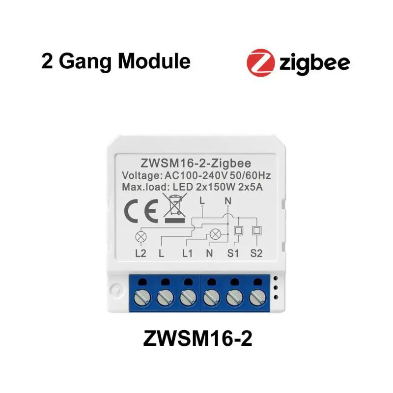 Tuya Smart Zigbee Switch Module 2-Полосное Управление, Умный Дом 1/2/3/4 Gang Automation Breaker Work для Alexa Home Изображение 3
