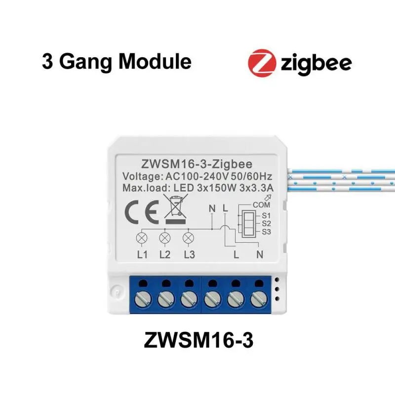 Tuya Smart Zigbee Switch Module 2-Полосное Управление, Умный Дом 1/2/3/4 Gang Automation Breaker Work для Alexa Home Изображение 5