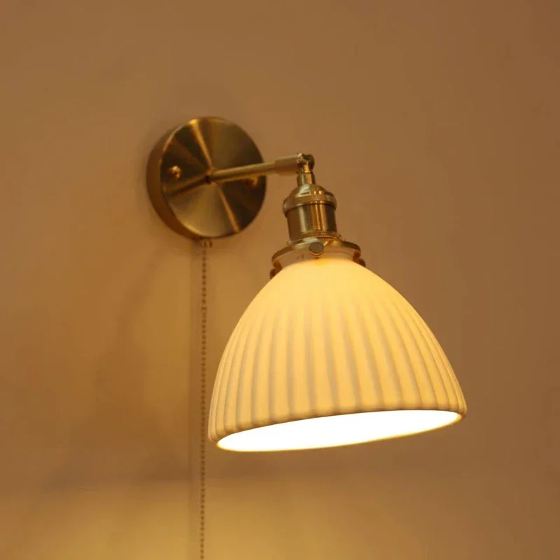 WPD Скандинавский латунный настенный светильник для гостиной, спальни, прикроватной тумбочки, современного гостиничного коридора, настенного светильника для прихожей Изображение 1