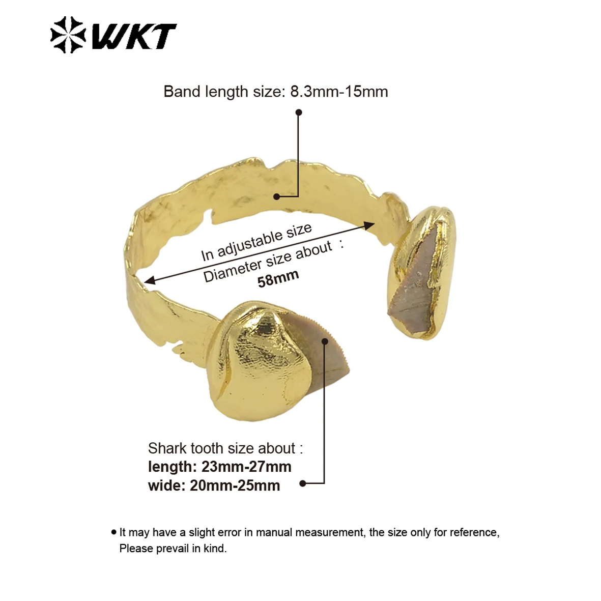 WT-B635 Удивительный WKT Эксклюзивный образец зубного браслета 18k с покрытием из настоящего золота INS, женский браслет в модном стиле, регулируемый Изображение 5