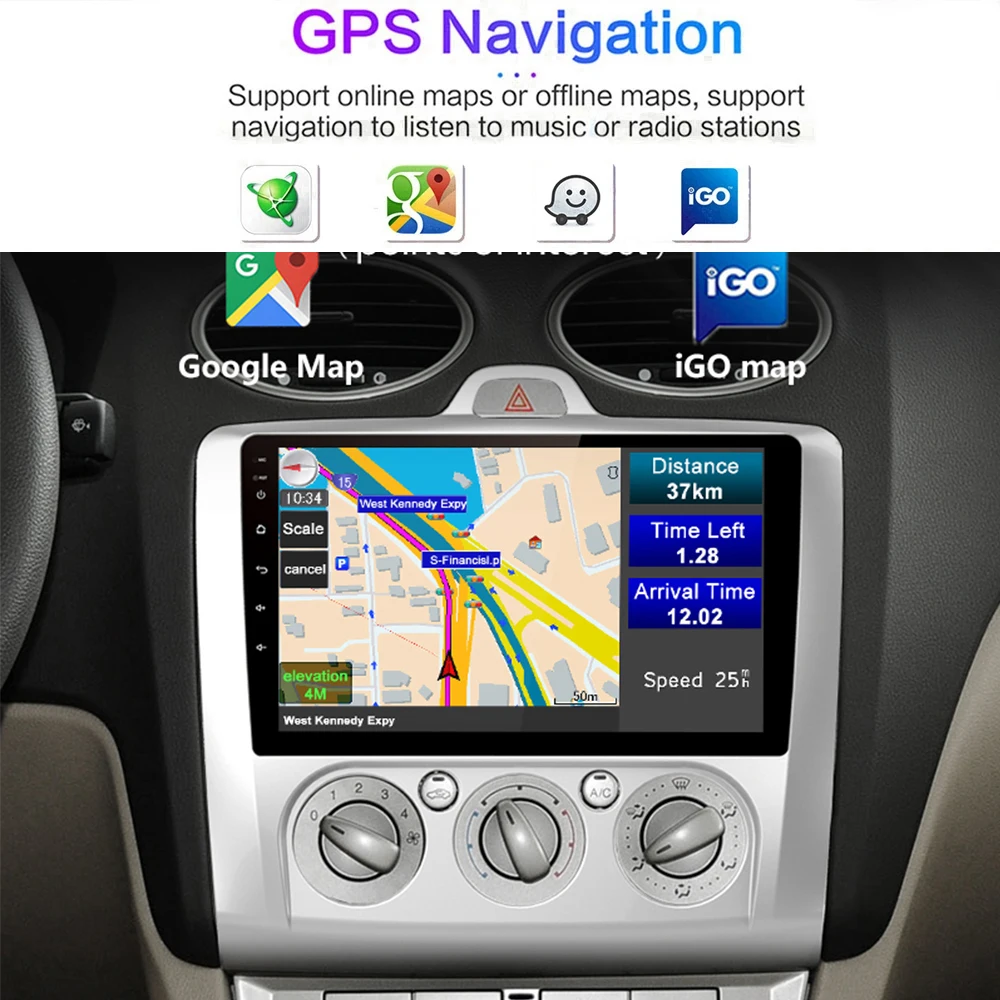 Автомагнитола Android Мультимедиа для Ford Focus 2 3 Mk2 Mk3 MT AT 2004 2005-2011 Стереовидеоплеер GPS Auto Carplay 2 Din Изображение 4