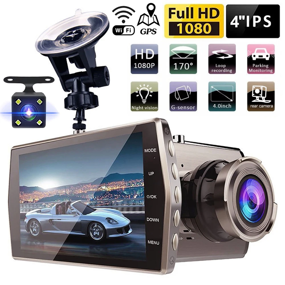 Автомобильный видеорегистратор WiFi Dash Cam Камера автомобиля HD 1080P Приводной Видеомагнитофон Автоматический Регистратор ночного видения Черный ящик GPS Парковочный монитор Изображение 0