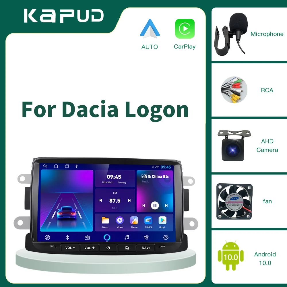 Автомобильный радиоплеер Kapud Android 10 для Dacia/Sandero/Duster/Captur/Logan/Symbol/Docks/Lodgy CarPlay AUTO GPS DSP BT Навигация Изображение 0