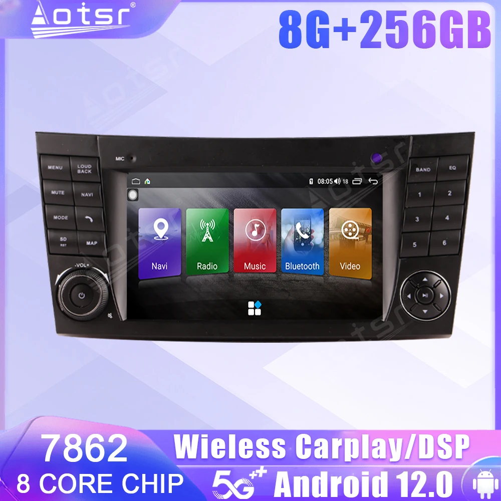 Автомобильный Радиоприемник Android с 12 Экранами Для Mercedes Benz E-Class W211 W219 E200 E220 Carplay GPS Центральный Мультимедийный Плеер Стерео Головное Устройство Изображение 0