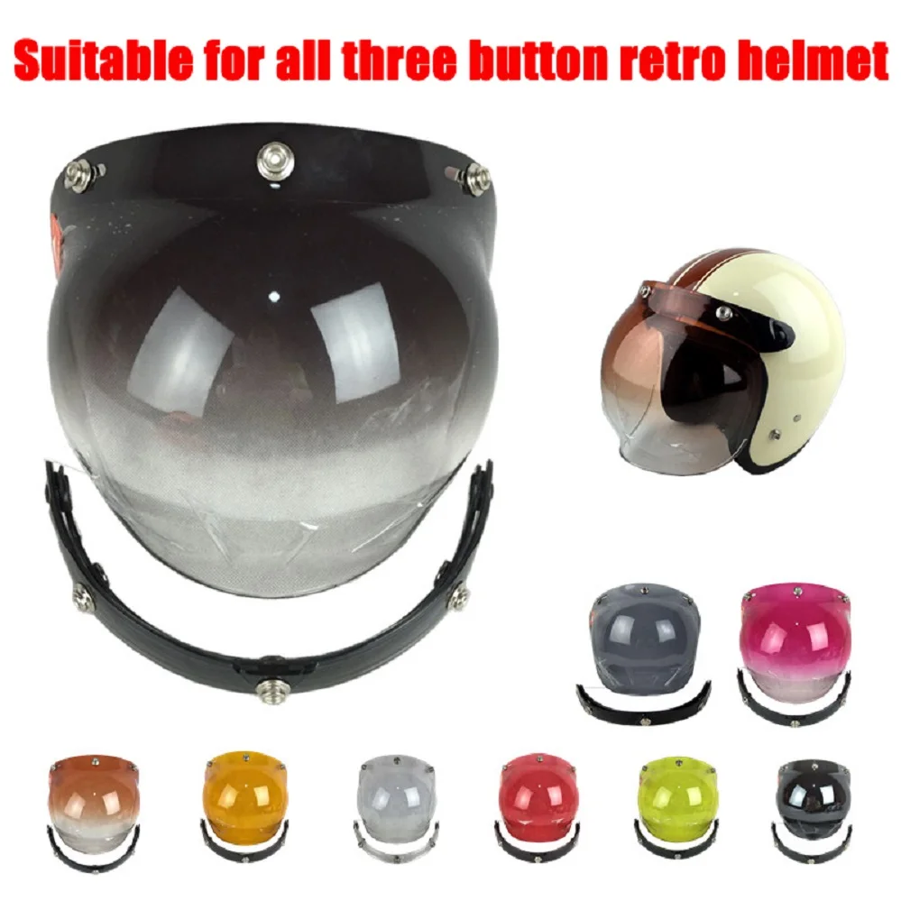 Аксессуары для винтажных шлемов, ретро Универсальный 3/4 открытый шлем, козырек, Пузырьковая накладка, Откидывающийся ветровое стекло для мотоциклов, емкостный объектив Изображение 2