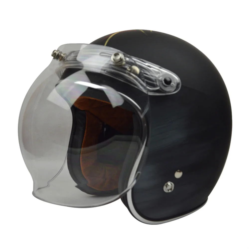 Аксессуары для винтажных шлемов, ретро Универсальный 3/4 открытый шлем, козырек, Пузырьковая накладка, Откидывающийся ветровое стекло для мотоциклов, емкостный объектив Изображение 4