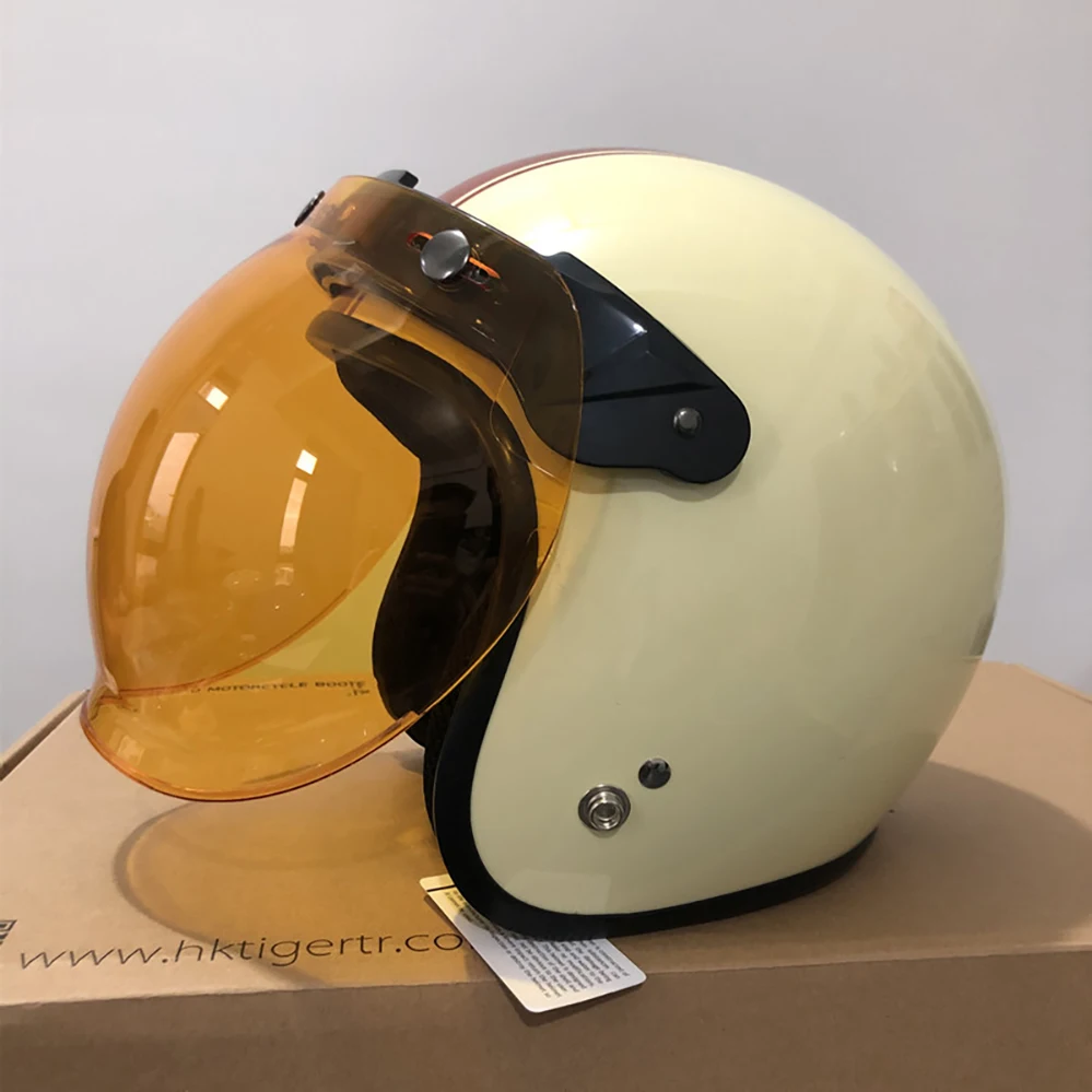 Аксессуары для винтажных шлемов, ретро Универсальный 3/4 открытый шлем, козырек, Пузырьковая накладка, Откидывающийся ветровое стекло для мотоциклов, емкостный объектив Изображение 5