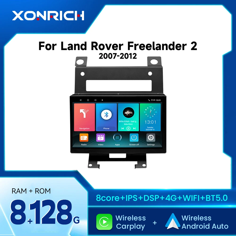 Беспроводной Carplay с искусственным интеллектом для Land Rover Freelander 2 Android 12 Автомагнитола 8 ГБ 128 ГБ GPS Навигация Bluetooth DSP 4G WIFI IPS Изображение 0