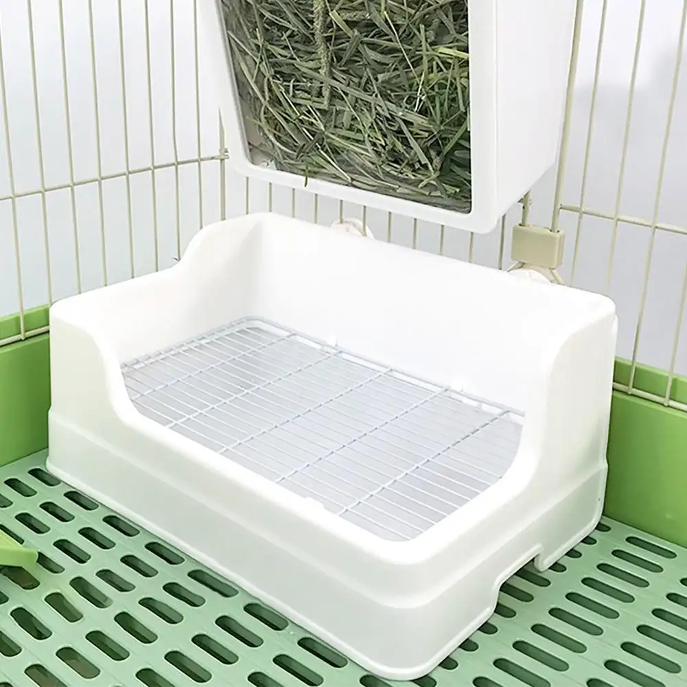 Большой ящик для кроличьего туалета для клетки, раздельный горшок, угловой унитаз с защитой от переворачивания, принадлежности для домашних животных для мелких животных Изображение 2
