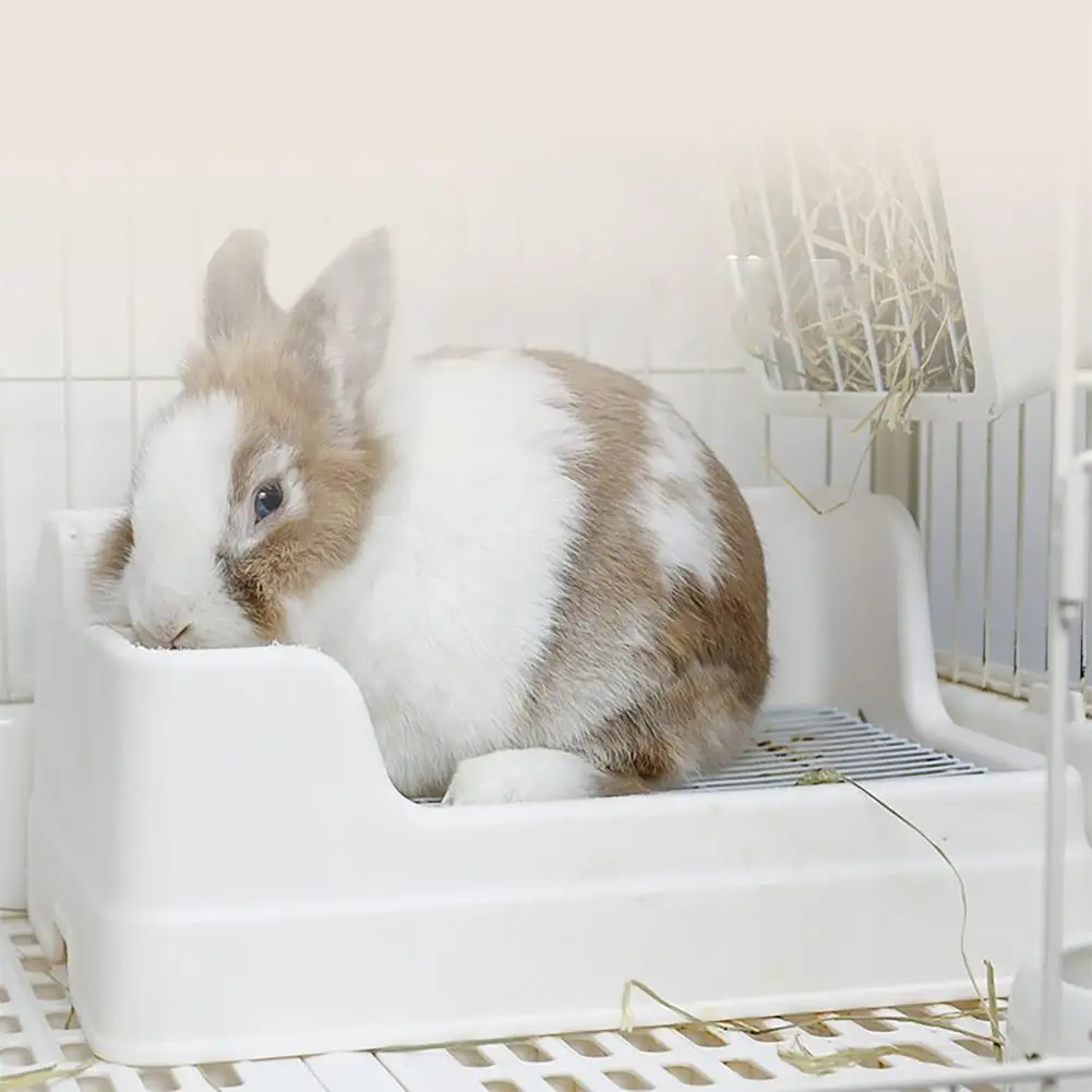 Большой ящик для кроличьего туалета для клетки, раздельный горшок, угловой унитаз с защитой от переворачивания, принадлежности для домашних животных для мелких животных Изображение 3