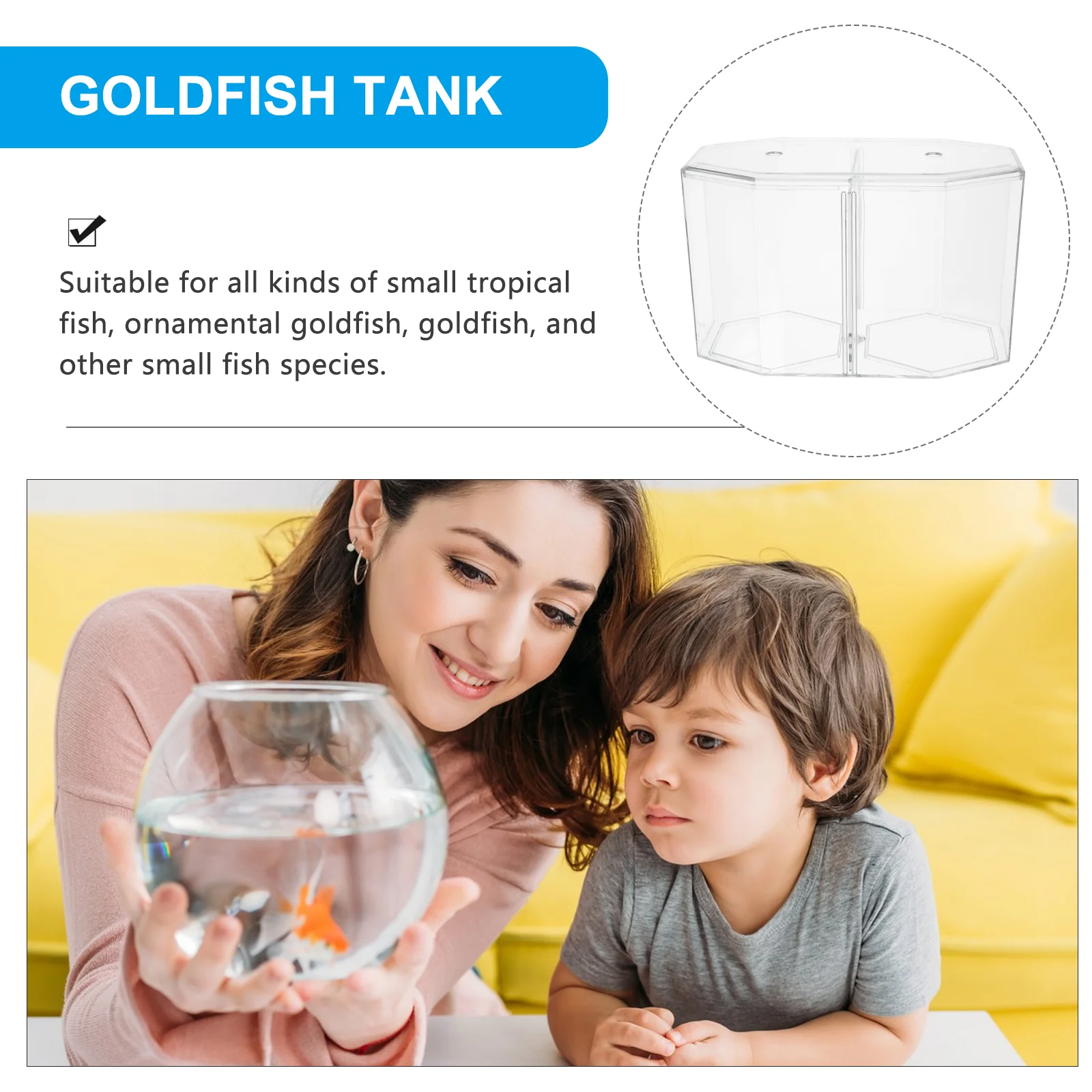 Восьмиугольный контейнер для разведения креветок Бетта, аквариум с золотыми рыбками, акриловая перегородка, прозрачный аксессуар Изображение 4