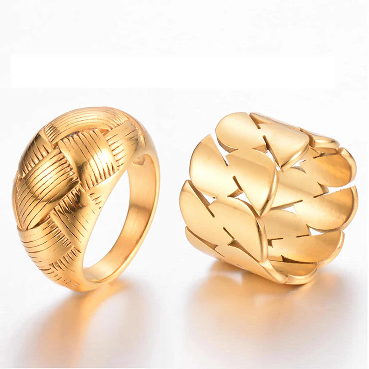 Высококачественные водонепроницаемые кольца для круассанов из нержавеющей стали для женщин, плетеное крученое массивное кольцо с куполом, ювелирные изделия, подарочная Дропшиппинг Изображение 0