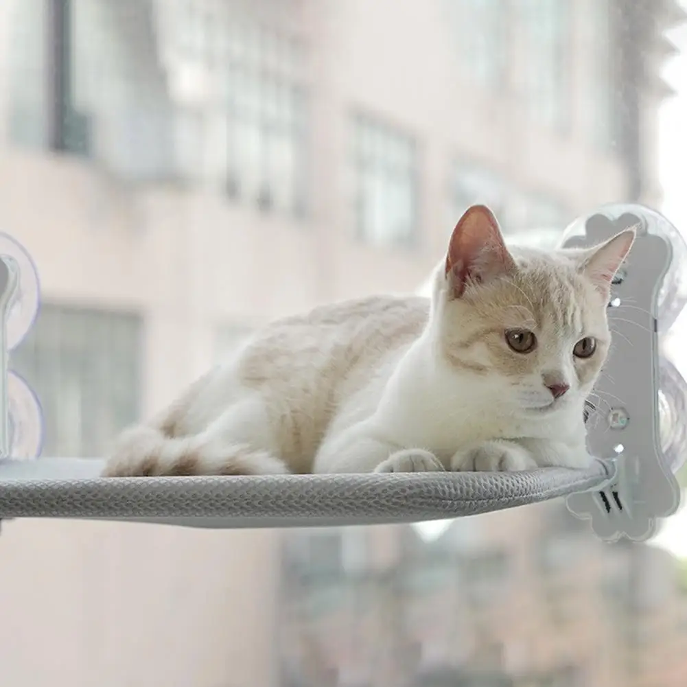 Гамак для кошек для прыгающих кошек, устойчивая складная насестка для кошачьего окна, компактный гамак с прочными присосками, мягкий для кошек Изображение 2