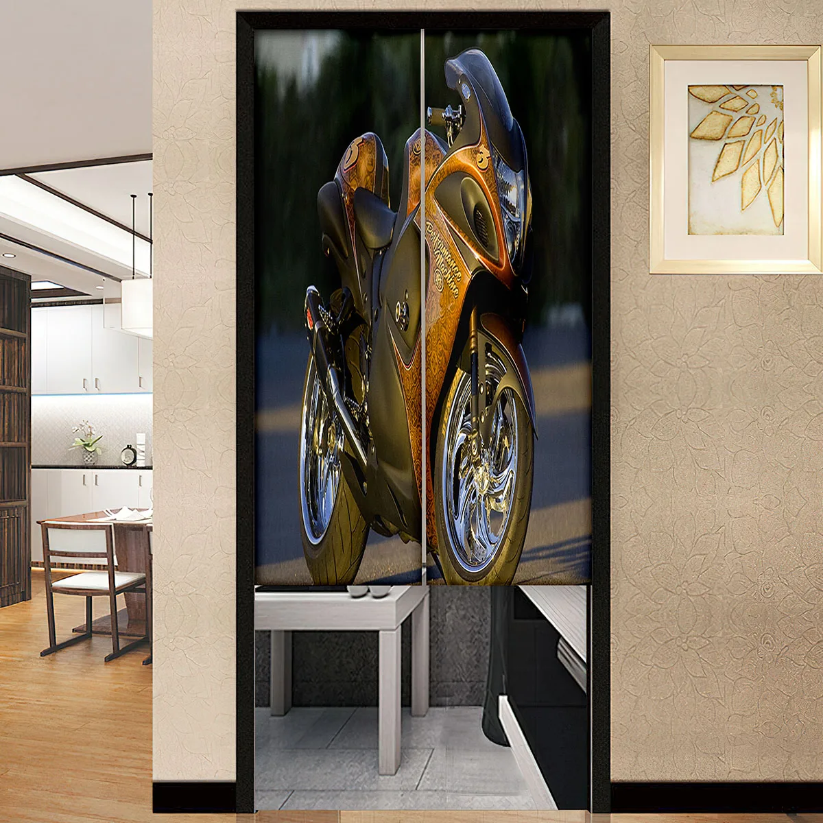 Дверная занавеска для гоночной трассы Superbike Motorsport, перегородка для мотогонок, Кухонный дверной проем, декоративный декор для дома в кафе-ресторане Изображение 1