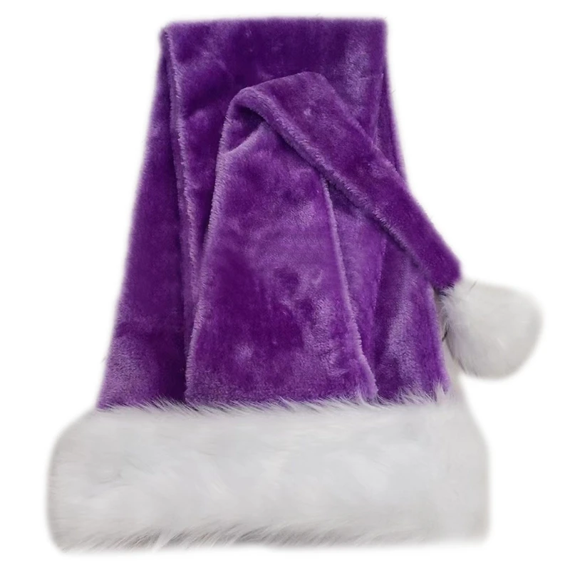Длинная Рождественская шляпа, шляпа для Рождественской вечеринки, Плюшевая Шляпа Санта-Клауса, реквизит Navidad, Новогодняя Толстая Рождественская шляпа для взрослых и детей Изображение 1