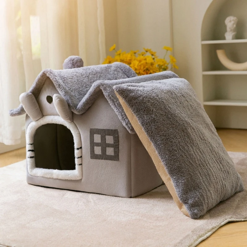 Дышащая Теплая Кровать Для Домашних Животных, Съемный Моющийся Мягкий Кошачий Питомник Изображение 4