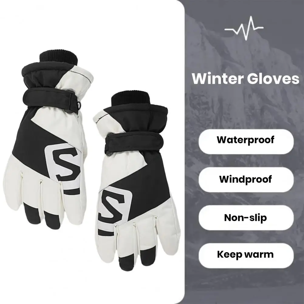 Женские перчатки с полными пальцами, погодные женские перчатки, зимние женские лыжные перчатки, ветрозащитные водонепроницаемые, из утолщенного плюша для мотоциклов Изображение 2