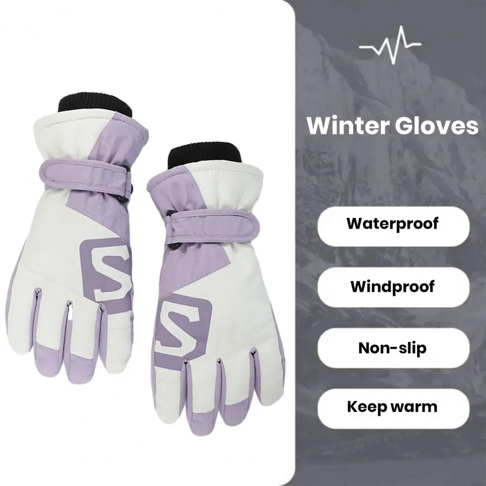 Женские перчатки с полными пальцами, погодные женские перчатки, зимние женские лыжные перчатки, ветрозащитные водонепроницаемые, из утолщенного плюша для мотоциклов Изображение 3