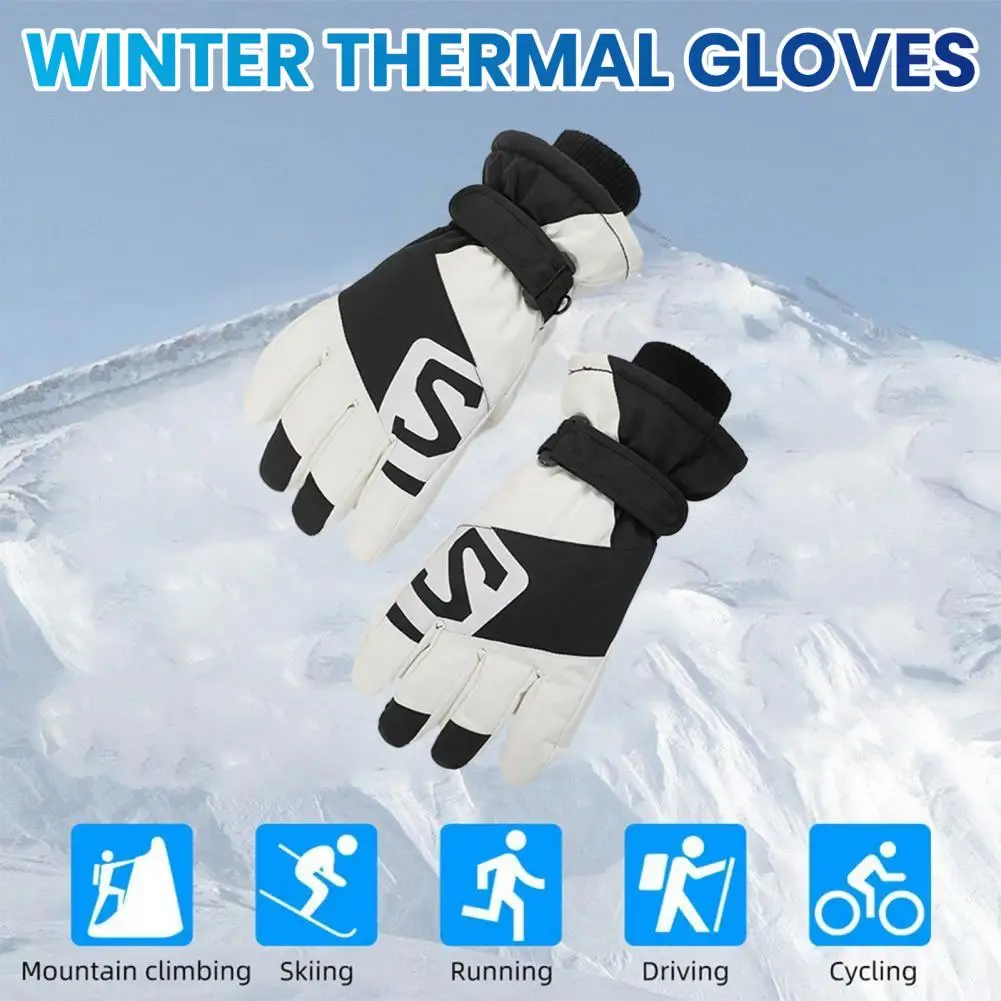 Женские перчатки с полными пальцами, погодные женские перчатки, зимние женские лыжные перчатки, ветрозащитные водонепроницаемые, из утолщенного плюша для мотоциклов Изображение 4