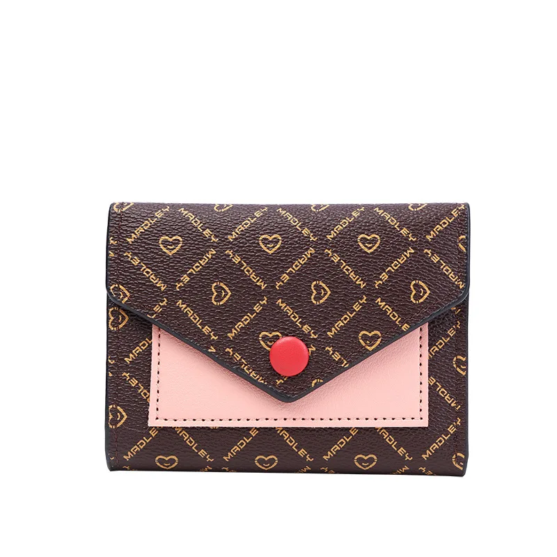 Женский кошелек, маленькая трехстворчатая кожаная сумка с короткой строчкой, многофункциональный мини-кошелек с несколькими картами, держатель для карт Изображение 5