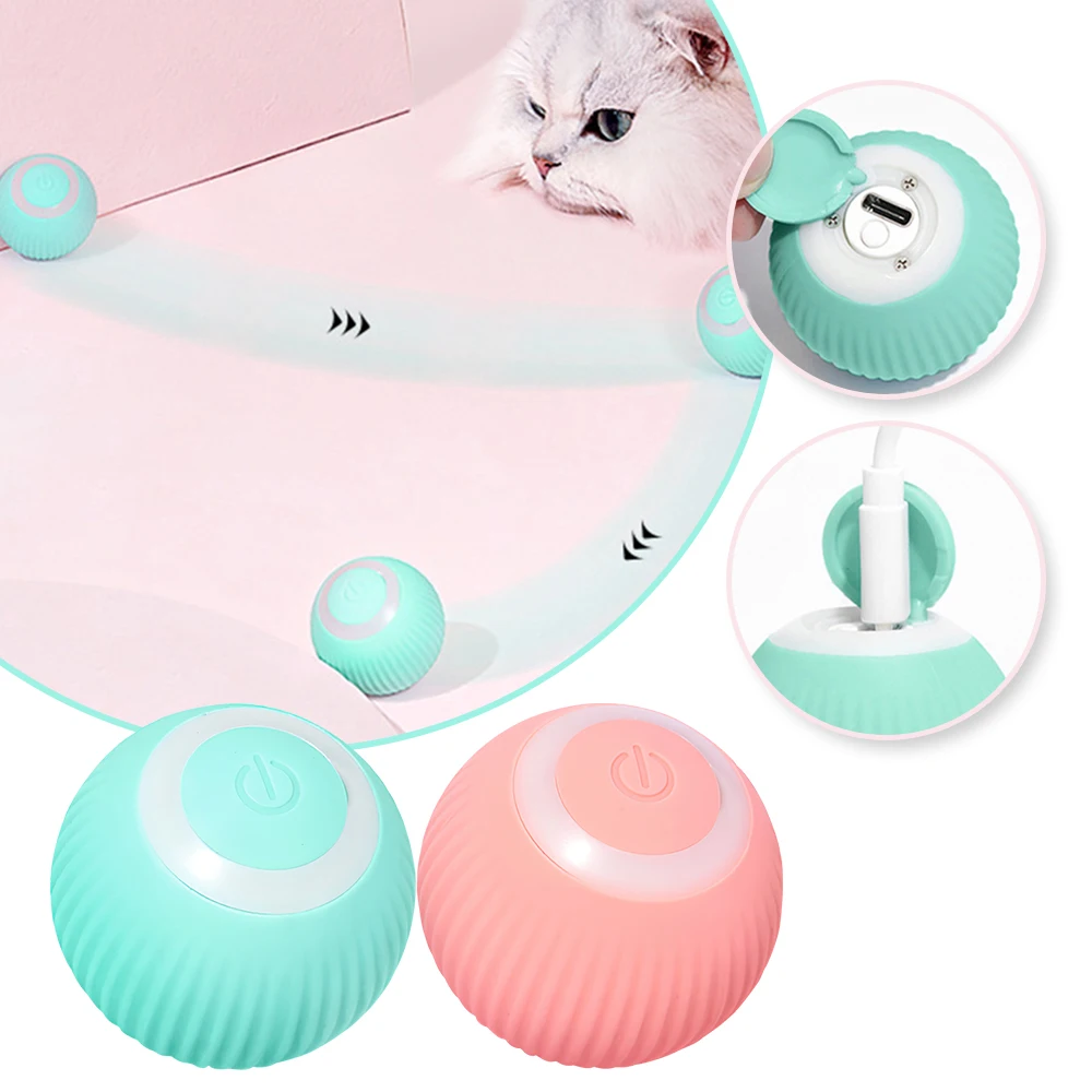 Игрушка для домашних животных Ball Cat, Автоматический Катящийся мяч, USB-зарядка, Забавный кошачий мяч, товары для домашних животных Изображение 0