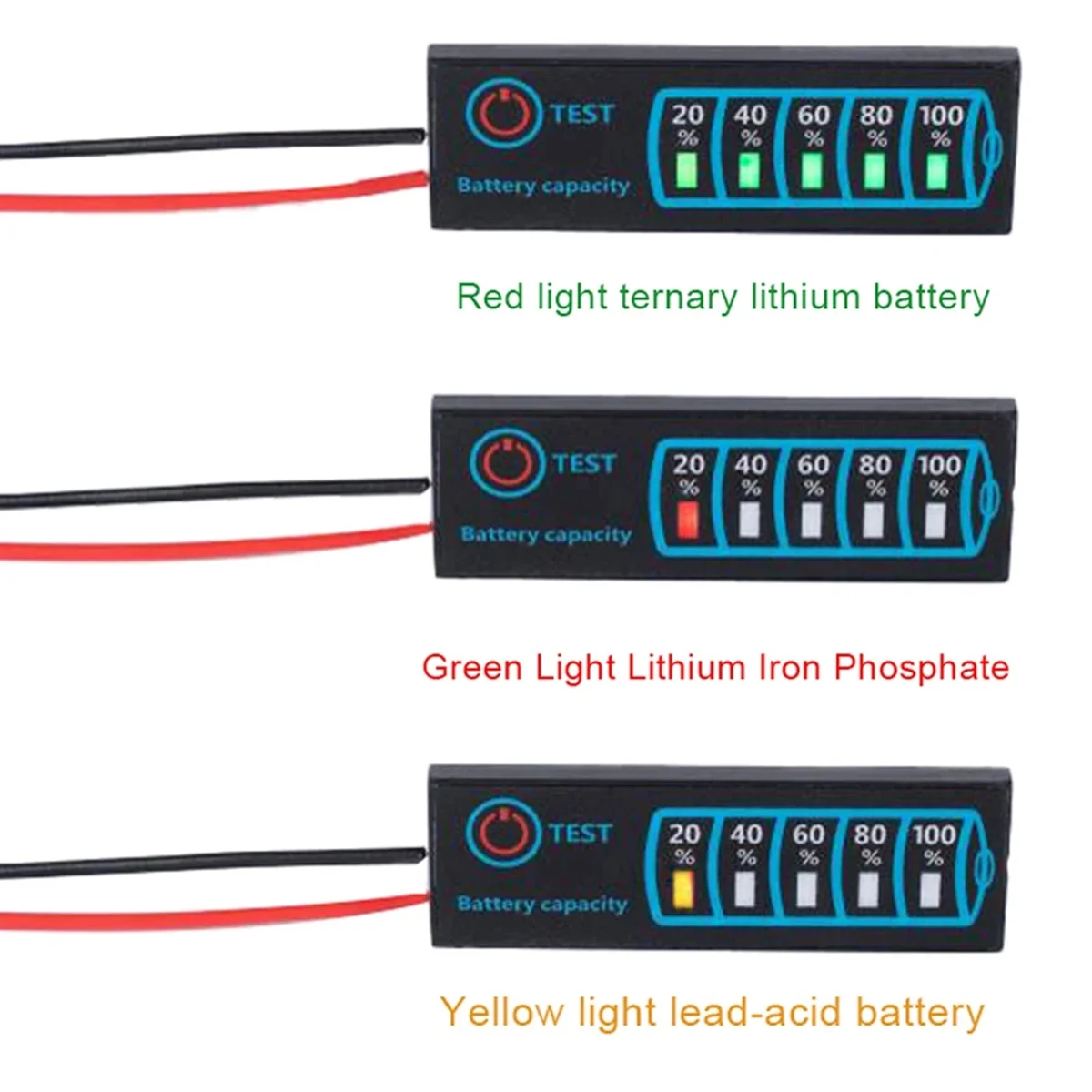Индикатор уровня заряда батареи 2 шт, Трехкомпонентная литиевая батарея, Трехкомпонентный железо-фосфатный свинцово-кислотный индикатор емкости аккумулятора Изображение 2