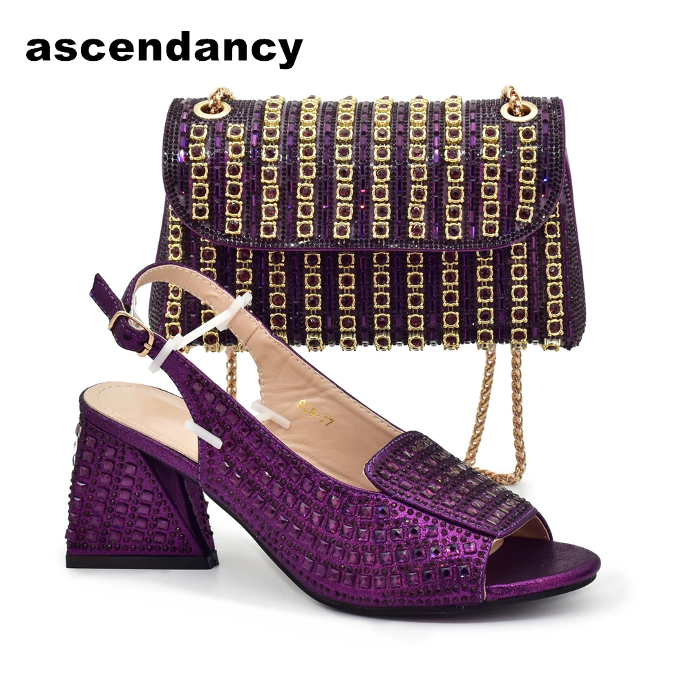 Классическая женская сумочка итальянского дизайна 2023 года, сочетающаяся по цвету с туфлями на высоком каблуке и сумкой для африканской свадебной вечеринки Изображение 0