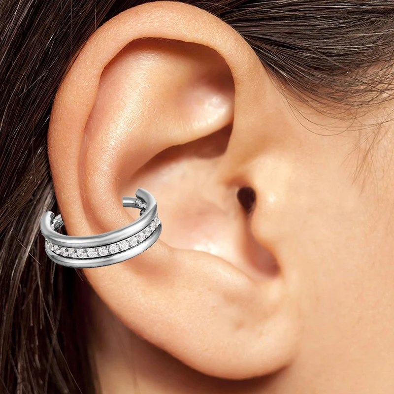 Кольцо в носу, Титановый пирсинг в ушах, Тройная Центральная серьга из циркониевого хряща для женщин, ювелирные изделия с шарнирным сегментом, Гипоаллергенные Изображение 1