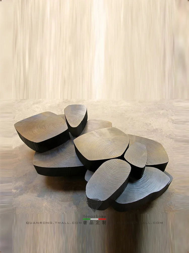 Креативный однотонный Комбинированный чайный столик в форме годового кольца из дерева, Дизайнерская модель, Бесшумный Чайный столик ручной работы на заказ Изображение 3