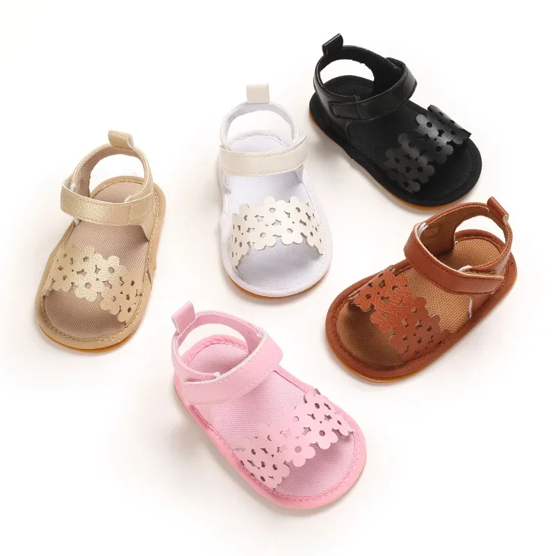 Летние сандалии для новорожденных девочек, обувь для малышей, нескользящие первые ходунки, Дышащие туфли принцессы Изображение 4