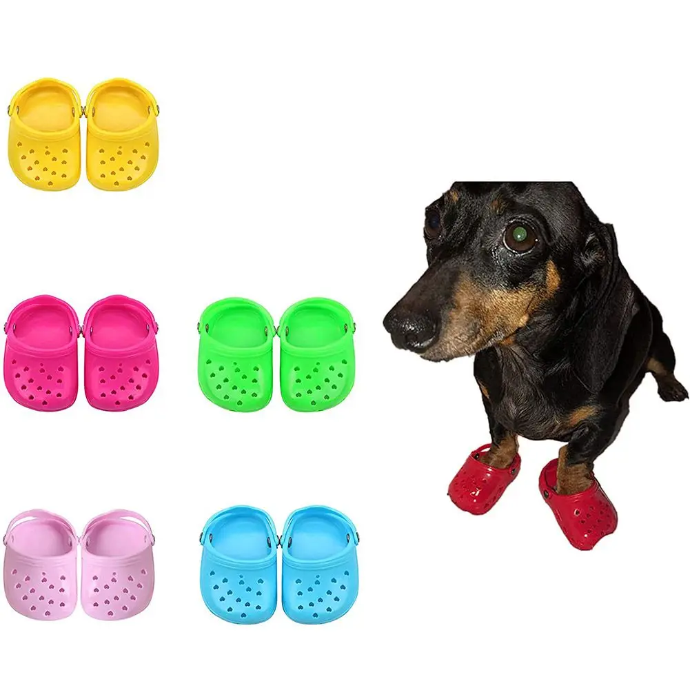 Летняя обувь для собак, открытые тапочки, дышащие пляжные вьетнамки для домашних животных, Повседневные сандалии на плоской подошве без застежки, обувь для маленьких собак с отверстиями для щенков Изображение 0