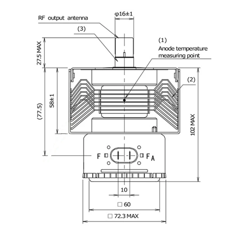 Магнетрон 1080W 2M303H Промышленная микроволновая печь для ремонта электронного Магнетрона Изображение 4
