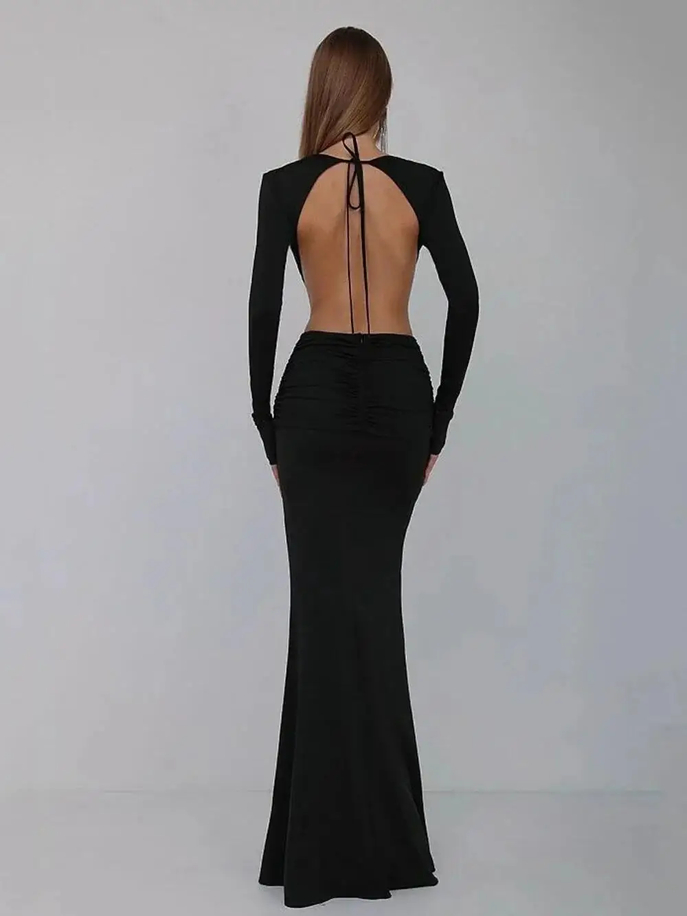 Модное элегантное вечернее платье с V-образным вырезом и открытой спиной, новое черное высококачественное женское вечернее платье для выпускного вечера Изображение 1