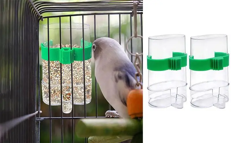 Надежная кормушка для птиц из 2ШТ, для клетки с зажимом, для птиц-попугаев, подвесная чаша для воды, коробка для кормления попугаев, дозатор корма для птиц Изображение 0