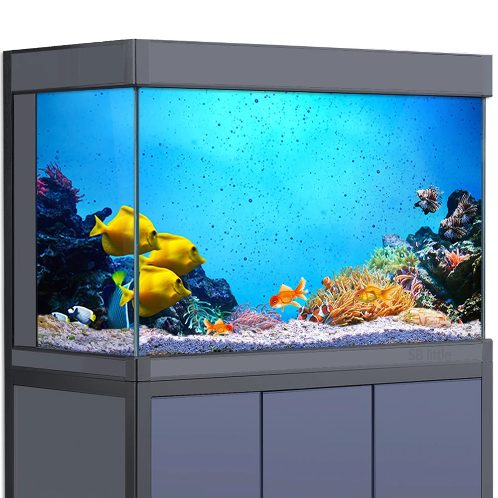 Наклейка на фоне аквариума, украшение для аквариумов, подводный океанский коралловый HD 3D плакат, самоклеящийся водонепроницаемый Изображение 0