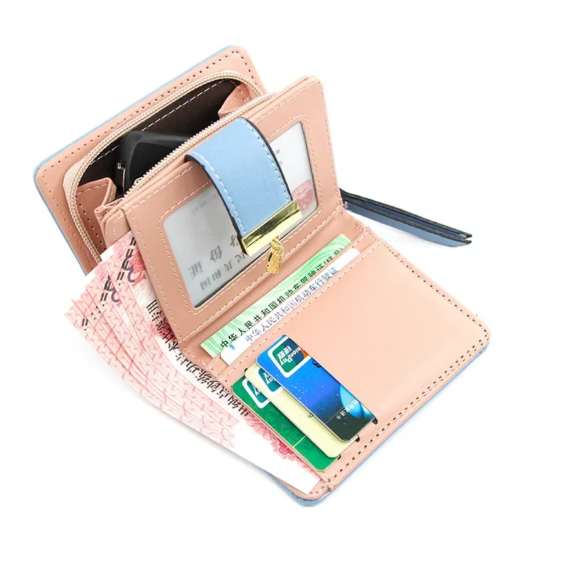 Новый простой и универсальный модный женский кошелек от интернет-знаменитостей, однотонный клатч с простой пряжкой, полый ID Изображение 2