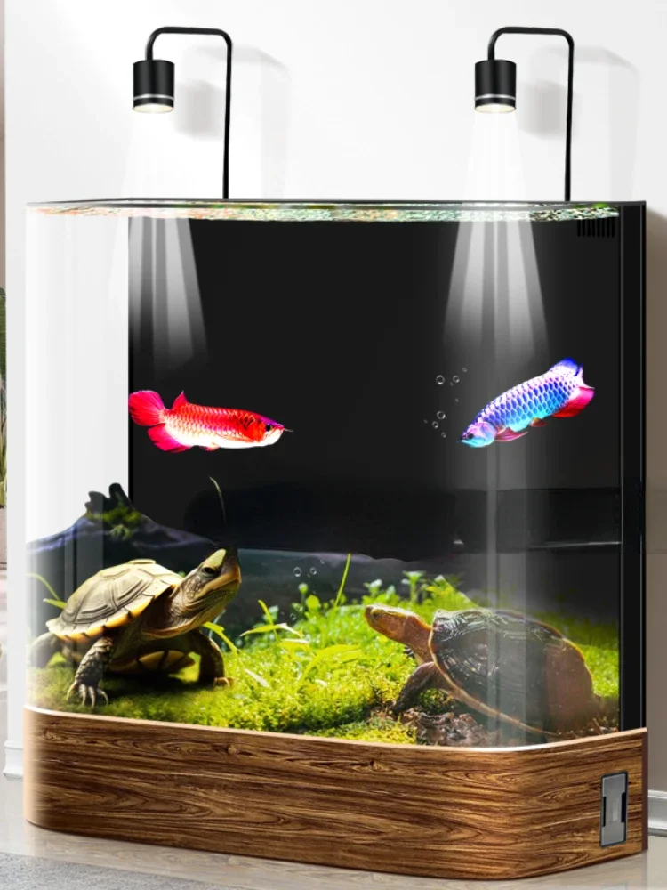 Новый супер белый стеклянный аквариум с горячей гибкой, встроенный в гостиную, дом у стены, рыбий глобус, большой аквариум без изменений. Изображение 1