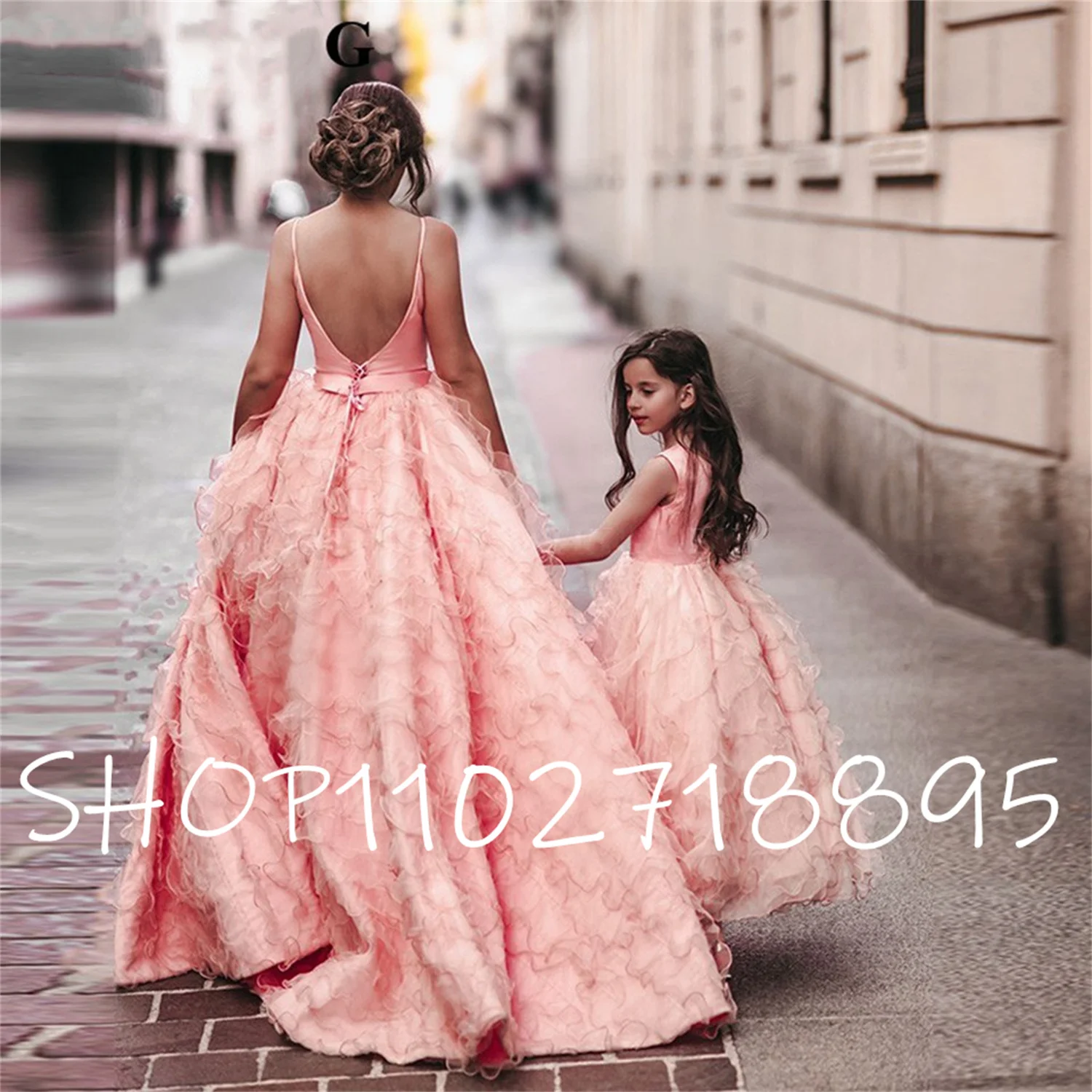 Платья принцессы с бантом и открытой спиной для девочек в цветочек для свадьбы, тюлевые аппликации, Детское платье для выпускного вечера, размер на заказ Изображение 1