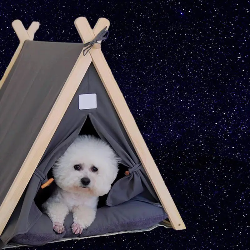 Роскошная всплывающая палатка-гнездо для домашних животных с небольшим деревянным домиком Изображение 0