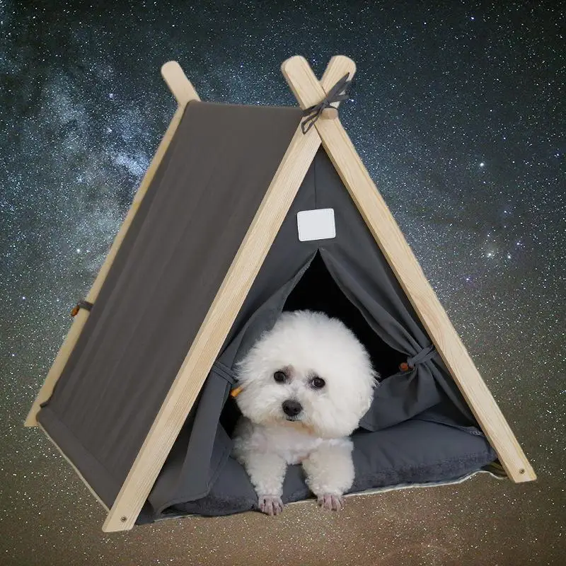 Роскошная всплывающая палатка-гнездо для домашних животных с небольшим деревянным домиком Изображение 1