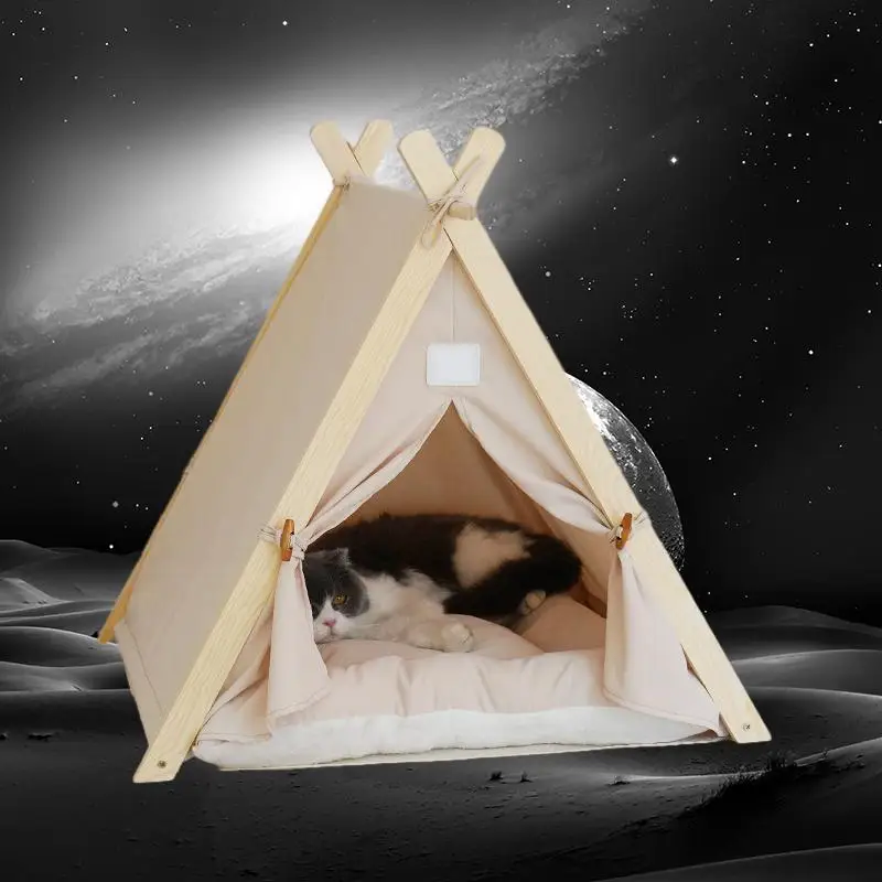 Роскошная всплывающая палатка-гнездо для домашних животных с небольшим деревянным домиком Изображение 2