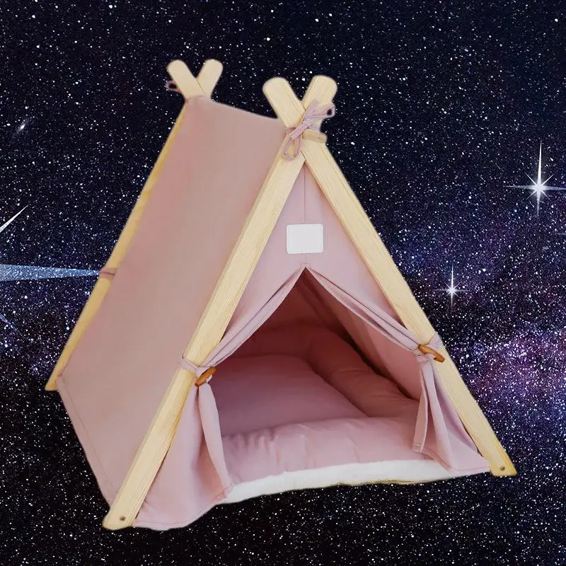 Роскошная всплывающая палатка-гнездо для домашних животных с небольшим деревянным домиком Изображение 3