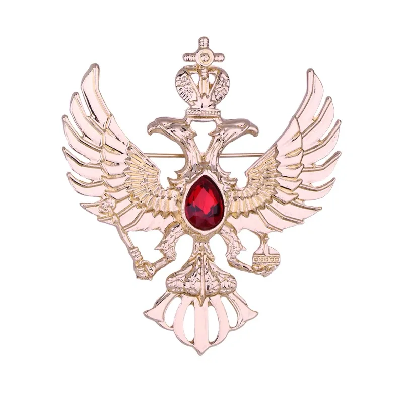 Роскошные мужские и женские броши в стиле вестерн ретро, персонализированные крылья орла, одежда в короне из красного / синего / драгоценных камней. Изображение 1