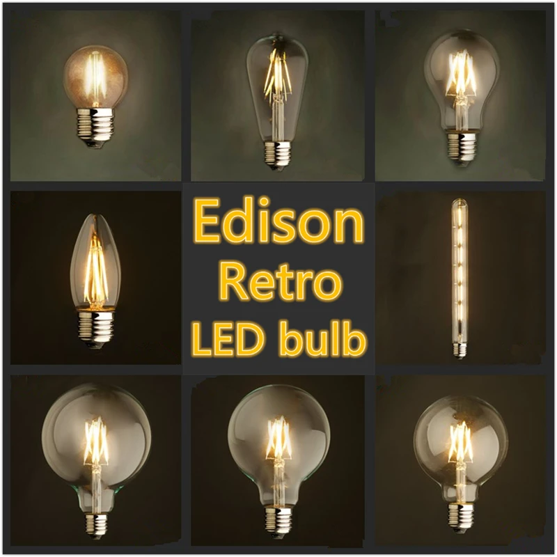 Светодиодная лампа Edison e27 в стиле ретро с имитацией вольфрамовой нити накаливания для защиты глаз и энергосбережения Изображение 0