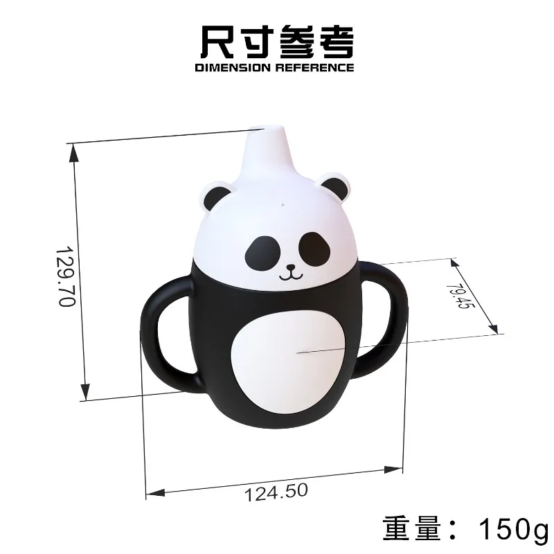Силиконовая чашка с изображением животного панды, портативная детская милая мультяшная чашка для воды, устойчивая к падению, высокотемпературная детская чашка для пищевых продуктов Изображение 2