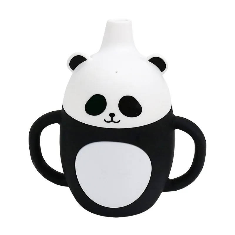 Силиконовая чашка с изображением животного панды, портативная детская милая мультяшная чашка для воды, устойчивая к падению, высокотемпературная детская чашка для пищевых продуктов Изображение 3