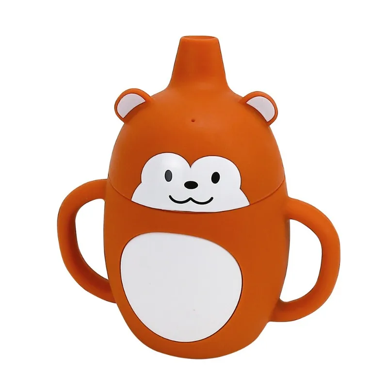 Силиконовая чашка с изображением животного панды, портативная детская милая мультяшная чашка для воды, устойчивая к падению, высокотемпературная детская чашка для пищевых продуктов Изображение 4
