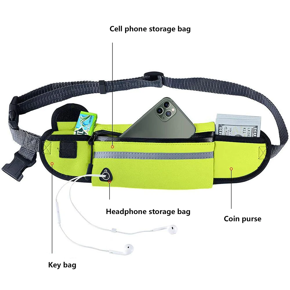 Спортивный комплект для бега FEICHAN, нейлоновая светоотражающая спортивная поясная сумка для домашних животных для ночных пробежек, поясная сумка с тяговым тросом Изображение 2