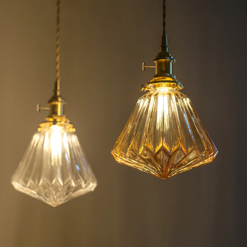 Стеклянный подвесной светильник Nordic Подвесной светильник из меди и латуни Креативный минималистичный прозрачный абажур E27 для освещения ресторана Изображение 0